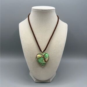 14k gold murano glass heart necklace